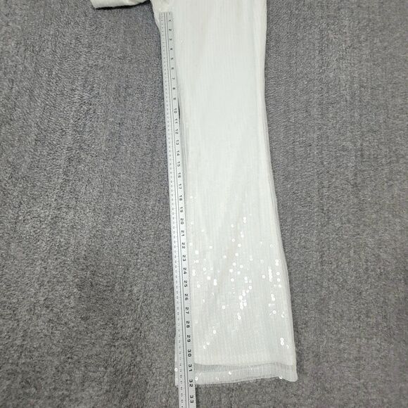 Forever 21 Pants Womens Large White Sequined Flare Disco Party Holiday 30x32 - Picture 5 of 15